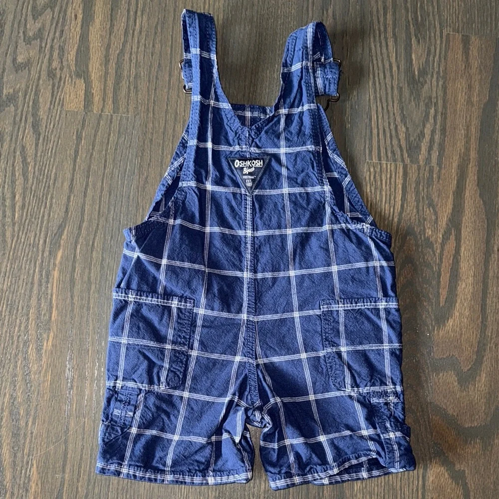 OshKosh B'gosh Blue and White Shortalls | 24M